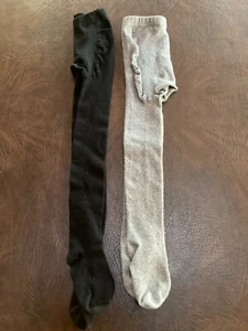 Girl's Size 7-10 Lot of 2 Knit Leggings Black Gray - Picture 1 of 4