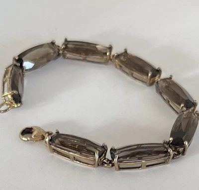 PULSERA TENIS TOPACIO AHUMADO ORO AMARILLO 18K SOBRE PLATA ESTERLINA Foto 1 de 3