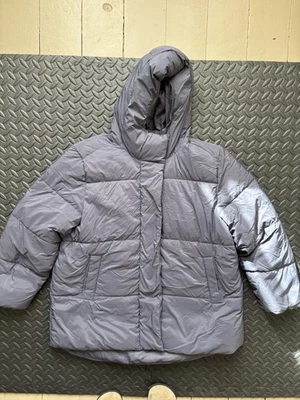 Women’s Old Navy Hooded Cocoon Winter Coat Gray Puffer Large Petite - Image 1 of 4