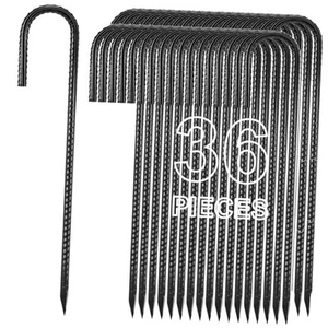 12 inches Ground Stakes 36-Pack J Hook Rebar J-12"x5/16"-36pcs J Shape-Black - Picture 1 of 8