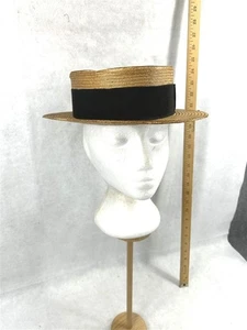 antique hat straw boater style ladies women's Edwardian original late 19thc 1900 - Picture 1 of 8