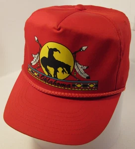 State of Oklahoma Hat Vtg Red Rope Snap Indian Logo End the Trail Last Ride Cap - Picture 1 of 9