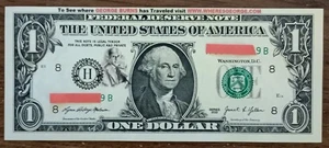 2021 NOTE Wheres GEORGE BURNS Trackable UNCIRCULATED ONE $1 Dollar 💵 Bill #WG01 - Picture 1 of 2