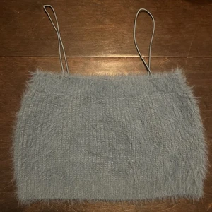 Zara Kunstfell Flauschiger Strick Pullover Spaghettiträger Bandeau Top Größe L - Bild 1 von 4