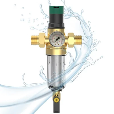 RIDUTTORE DI PRESSIONE ACQUA 1 POLLICE CON MANOMETRO E FILTRO A RETE IN OTTONE R - Immagine 1 di 4