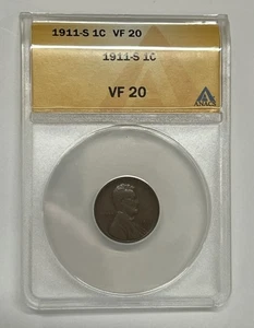1911-S San Francisco Lincoln Wheat Cent ANACS VF 20 Better Date - Picture 1 of 5