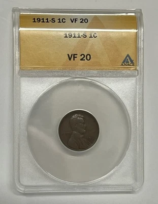 1911-S San Francisco Lincoln Wheat Cent ANACS VF 20 Better Date - Image 1 of 4