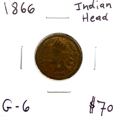 1866 1C Indian Head Cent in G+ Good+ Condition - Image 1 of 3