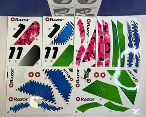 Genuine Razor MX350 Graphic Kit Decals Original OEM Pink Blue & Green Full Sets - Picture 1 of 5