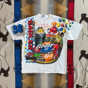Vintage M&Ms Nascar All Over Print AOP T-Shirt Size Large Deadstock Candy Cars - Picture 1 of 11