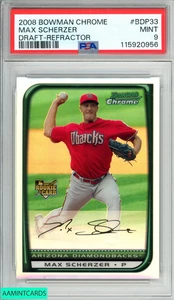Bowman 2008 cromo draft Max Scherzer #BDP33 refractor novato radiocontrol PSA 9 como nuevo - Imagen 1 de 3