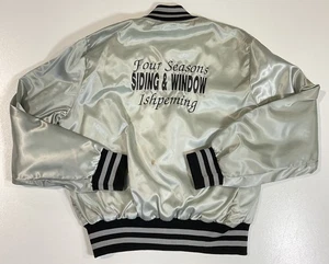 Vintage Four Season Siding Ishpeming Michigan Satin Bomber Jacket Sz M/L USA 80s - Picture 1 of 12