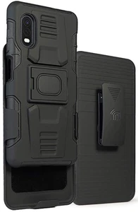 Case and Clip for Galaxy XCover Pro, [Black] Rugged Ring Grip Cover with Stan... - Picture 1 of 9