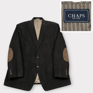 Chaps Blazer Mens 48R Black Corduroy Elbow Patch Jacket NWOT Classic Academia - Picture 1 of 15