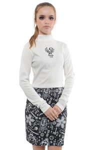 Stranger Things Top Hellfire Club Logo gerippt Langarm Mädchen Damen weiß - Bild 1 von 5