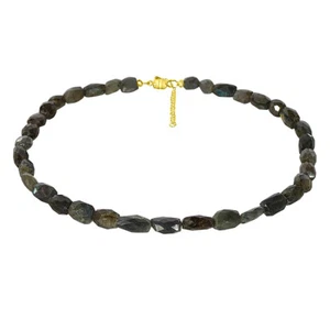 XEN Labradorit - Collier  Trommelstein  48 + 5 cm 925 Silber (48 cm) - Bild 1 von 1