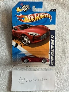 2012 Hot Wheels #123 HW All Stars '12 3/10 ASTON MARTIN ONE-77 Red Variant w/J5s - Picture 1 of 2