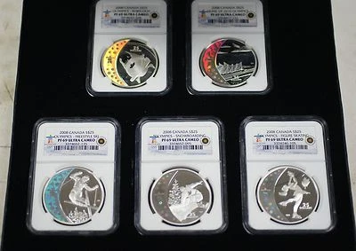 2008 Canada Hologram Coins, 5 Silver $25 NGC PR-69 Set, Olympic Royal Mint - Image 1 of 4