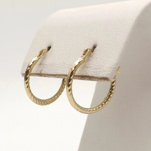 10k Gold Round Shrimp Hoop Earrings Child Small - Picture 1 of 6