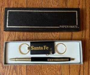 New NOS Vintage Paper Mate Double Heart Santa Fe Railroad Train Pen & Keychain  - Picture 1 of 6