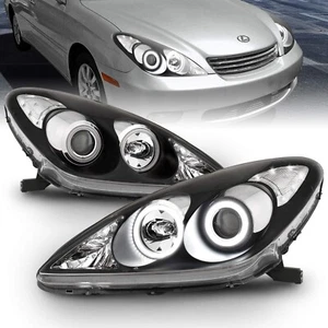 FOR 04-06 LEXUS ES330 OE STYLE BLACK HOUSING LED DRL HALO PROJECTOR HEADLIGHTS - Picture 1 of 7