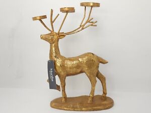Martha Stewart Collection Holiday Reindeer Candle Holder, Gold
