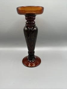 VTG Art Glass Ashtray Candle Holder Tortoise shell MCM Murano Handblown 11” - Picture 1 of 6