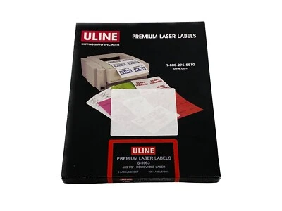 NOS LOT of 1000 Uline 4" x 3-1/3” White Removable Premium Laser Labels S-5963 - Image 1 of 4