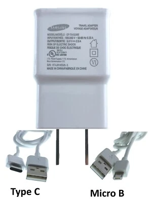 OEM Samsung Charger 5V-2.0A ETA-U90JWE-ART U90JWS+2 USB Cables(Type-C & Micro B) - Image 1 of 4