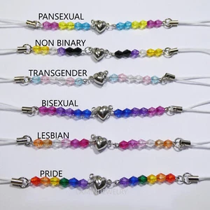 PRIDE FLAG Matching Phone charm, Magnetic Keychain Mismatch Couple Set Rainbow - Picture 1 of 15