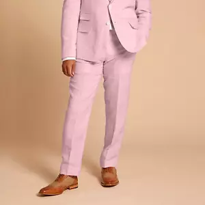 NEW Mens Inserch Summer Dress Pants 100% Linen Premium Modern Fit Mauve Pink USA - Picture 1 of 1