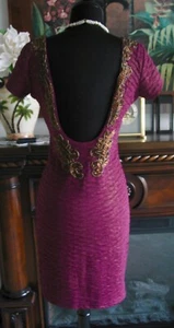 FREE PEOPLE WUNDERSCHÖNES SeXy LILA GOLD PERLEN RÜCKENFREI SeXy SCHÖNES KLEID S M - Bild 1 von 12