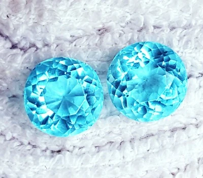 Aquamarine 10 to 12 Ct Loose Gemstone Round Shape Pair Certified R115 - Image 1 of 4