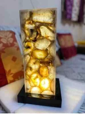 6"x6"x9" Yellow Agate Stone Lamp Luxury Agate Gemstone Lamp Home Interior Decors - Image 1 of 4