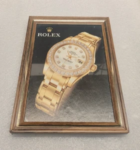 ROLEX GOLD WATCH FRAMED PICTURE DISPLAY DATEJUST VINTAGE 7"x5" FREE STANDING - Picture 1 of 2