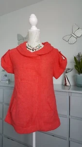 Top Shop Cardi Top Knit 38 /10 Orange BNWOT On Trend - Picture 1 of 6