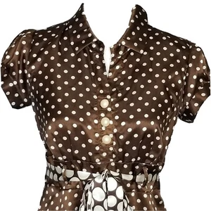 Vintage Robbie Bee 1940s Swing Dress Sz 8 Polkadot Retro 50s Fit and Flare - Picture 1 of 12