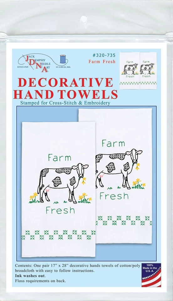 Jack Dempsey Stamped Decorative Hand Towel Pair 17"X28"-Farm Fresh - Image 1 of 1