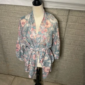 Womens Lauren Conrad Floral Print Long Sleeve Belted Kimono Robe One Size - Picture 1 of 3