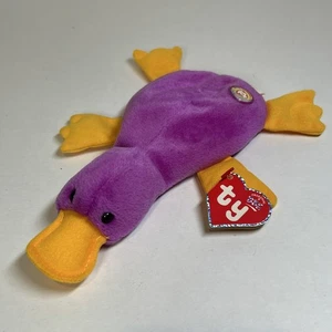 Ty Beanie Baby PATTI the Platypus Deep Fuchsia BBOC 2005 Stuffed Animal Excl - Picture 1 of 9