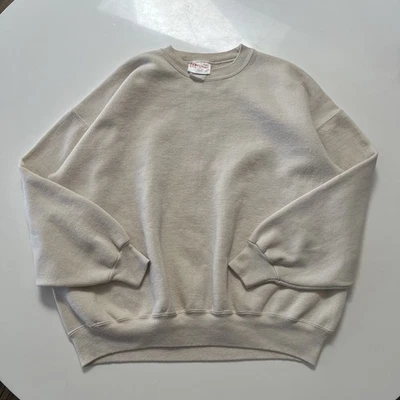 Vintage 90s Hanes Premium Weight Sweatshirt Blank XXL 50/50 Natural Off White - Image 1 of 4