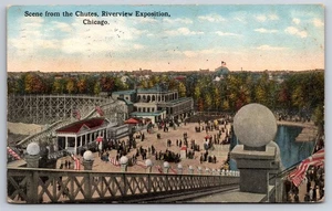 Scene from the Chutes Riverview Exposition Chicago Illinois IL Roller Coaster - Picture 1 of 2