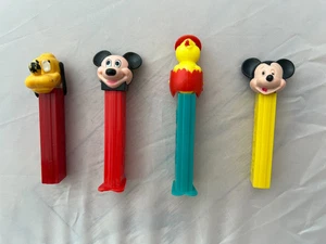 VTG Early 1970s' Pez Lot of (4) Dispensers 2 Mickey Mouse, Pluto, Chicken & Egg - Picture 1 of 23