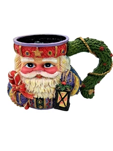 Decorative Resin Christmas Nutcracker Santa Claus Candy Mug/Vase 4.5" Tall 1997 - Picture 1 of 12