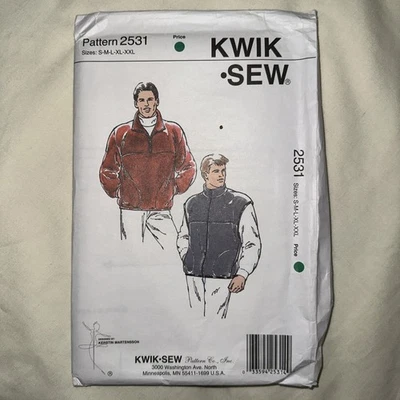 Kwik Sew 2531 Men’s Vest & Jacket Polarfleece Sewing Pattern Sz: S-M-L-XL-XXL - Image 1 of 4