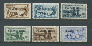 St. Pierre & Miquelon 1942 France Libre FNFL various values to 90c mint hinged - Picture 1 of 1