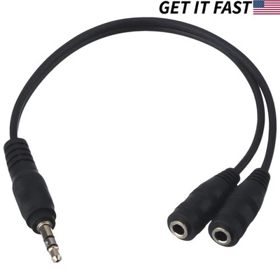 Divisor de micrófono de audio auxiliar de 3,5 mm 1 cable de auriculares macho a 2 hembra - Imagen 1 de 4