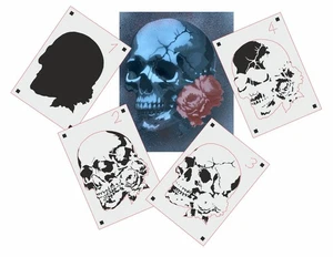TS-011 Skull stencil tattoo airbrush walltattoo vintage multilayer template - Picture 1 of 4