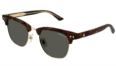 Óculos de Sol Montblanc MB0382S-003 Tortoise Browline – Detalhe Clássico Dourado - Imagem 1 de 4