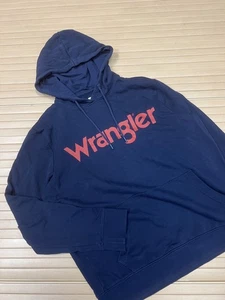 Wrangler Hoodie Large L Navy Herren Pullover Big Logo Pulli Baumwolle Sweatshirt - Bild 1 von 11